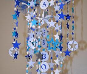 A Star is Born Crib mobile (Blue/Teal/White/Silver)