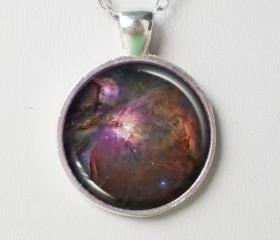 Nebula Pendant Necklace -Orion Nebula Cabochon Necklace- Galaxy Pendant Series