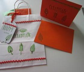 Hand-Crafted Gift Bag with Matching Tag and Birthday Card and Coordinating Tissue 