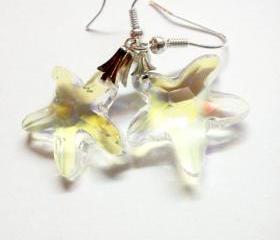 Crystal glass multicolor star fashion evening modern earrings