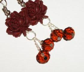 Dangle crystal flower earrings