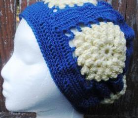 .Dahlia Popcorn Stitch Granny Square Slouch, crochet slouch hat back to school slouchy, ready to ship.