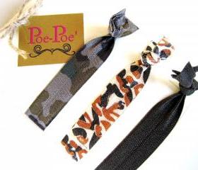 Hair Ties, Bracelets, FOE, Camouflage, Brown, Orange - FREE SHIPPING