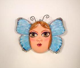 Fairy Butterfly Handpainted Rock One of a Kind Hanging Wall Decor