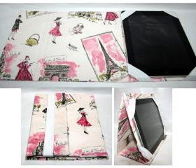 Ipad Case Stand Up Paris Fashion Pink and Cream