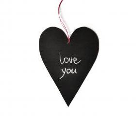 Chalkboard black heart made of cardboard and blackboard paint - wall ornament