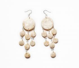 White pearl earrings in polymer clay, jellyfish shape