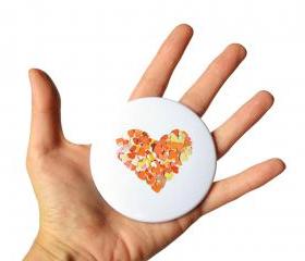 Orange heart pocket mirror