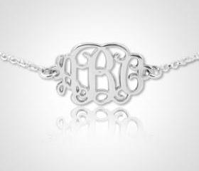 Monogram Bracelet Personalized Monogram Bracelet in Sterling Silver