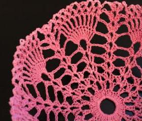 Lace Bowl Hot Pink Crochet Lace Doily Basket