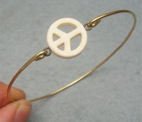 White Turquoise Peace Bangle Bracelet