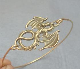 Brass Dragon Bangle Bracelet