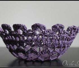 Doily Bowl Crochet Lace Basket Purple Plum