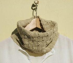 Neck warmers - Crocheted vegan cowl - Cotton - Ecru, natural color