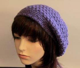 Crochet Slouch Hat Plum Purple Cloche Slouchy Beanie
