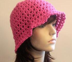 Floppy Crochet Hat Hot Pink Summer Beach Wide Brim