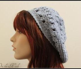 Crochet Slouch Hat Cloche Slouchy Beanie Poweder Blue