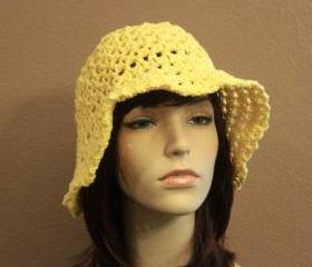 Yellow Crochet Hat Summer Beach Floppy Wide Brim