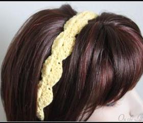 Women's Crochet Headband Yellow Hair Tie