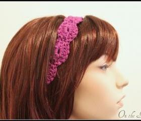 Purple Crochet Headband Hair Tie