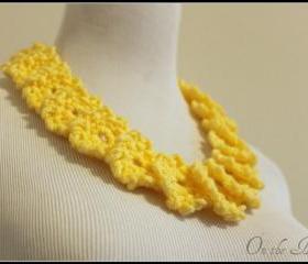 Crochet Flower Necklace Yellow