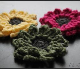 Crochet Flower Brooch Set of 3