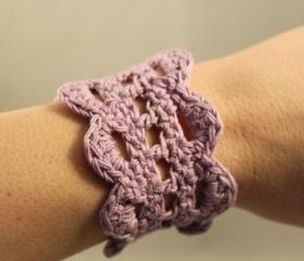 Crochet Bracelet Lace Cuff Lavendar Purple