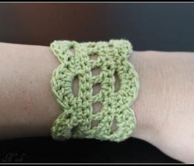 Crochet Cuff Lace Bracelet Lime green