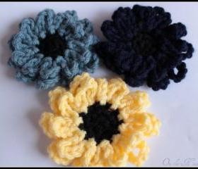 Crochet Flower Brooch Set