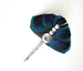  Peacock eye feather Fascinator hair pin