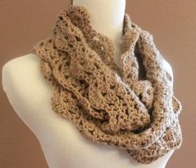 Chunky Crochet Infinity Scarf Lace Thick Cowl Neckwarmer Scarf Snood