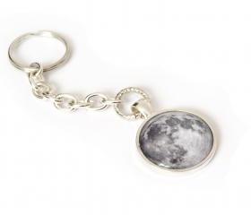 Unisex Moon keychain with glass cabochon