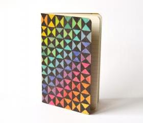 Rainbow Pocket Moleskine Ruled Mini Journal, hand drawn and painted optical abstract contemporary art