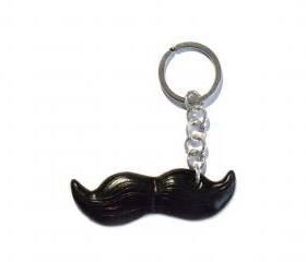 Black mustache keyring in polymer clay - man accessory