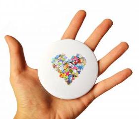 Colorful heart pocket mirror, rainbow colors