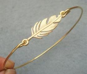 Leaf Brass Bangle Bracelet Style 7