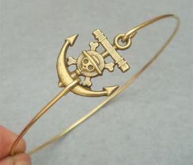 Skull Anchor Bangle Bracelet