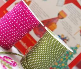 skinny ribbon- 4mtrs X Raspberry and Olive Ribbon/ Trim