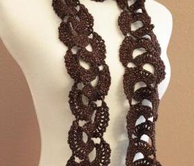 Crochet Scarf Queen Annes Lace Bronze Copper