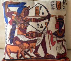 Egyption Wall Painting Decorative Pillow 