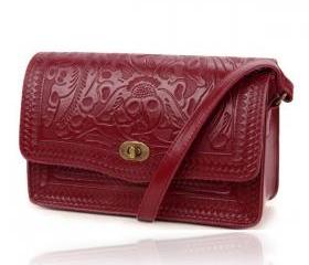 Wine Red Vintage Postman Bag