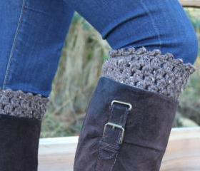Crochet Boot Cuffs Leg Warmers Boot Socks Taupe