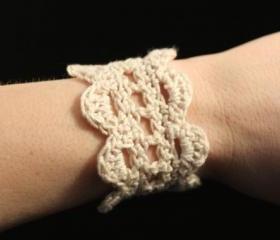 Crochet Bracelet Lace Cuff Ivory Cream
