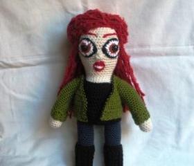 Plush Crochet Art Doll 'Autumn', OOAK plush crochet art doll, ready to ship.