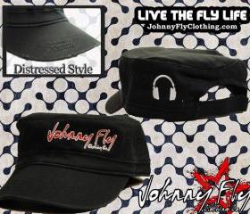 Military Style Hat with Velcro back with White and Red logo 