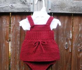 Girls Crochet Tank and Bloomer Set, Newborn, ready to ship.