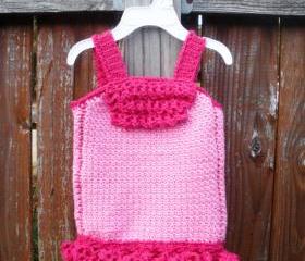 Newborn Girls Crochet Tank Top Dress, ready to ship.