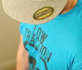 Flatbill Flex PLATINUM Collection Signature Hat with White and Blue logo