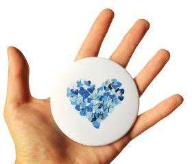 Blue heart pocket mirror