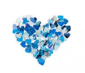 100 little hearts punches in blue shades